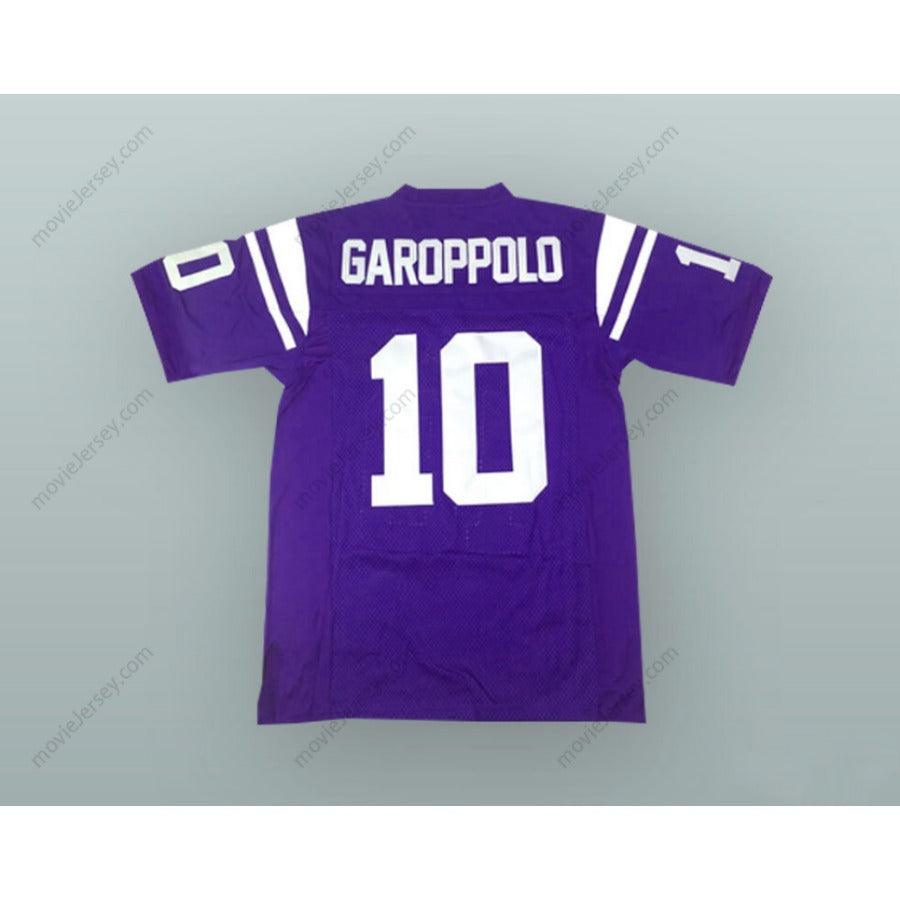 CUSTOM ANY Name Number JIMMY GAROPPOLO 10 ROLLING MEADOWS HIGH SCHOOL MUSTANGS PURPLE FOOTBALL JERSEY Top Stitched S-6XL