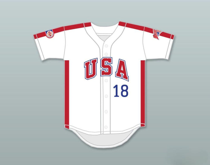 Custom Any Name Number JOHN HOOVER 18 1984 USA TEAM WHITE BUTTON DOWN BASEBALL JERSEY Top Stitched S-6XL