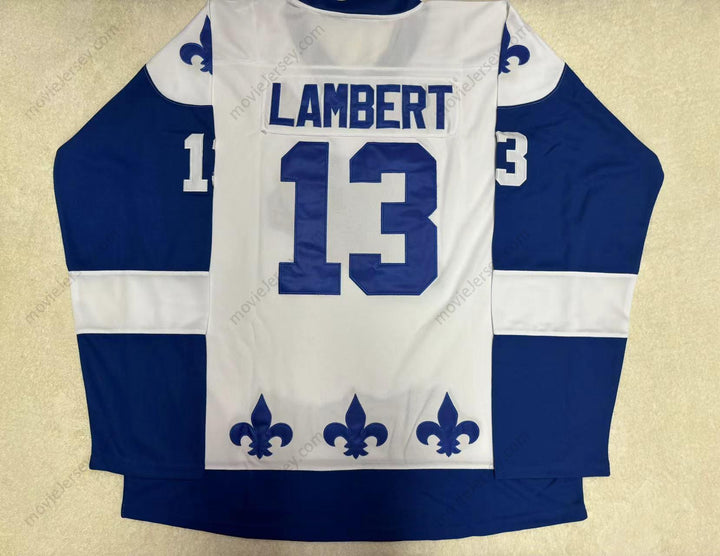 Custom Any Name Number GUY LAMBERT 13 LE NATIONAL DE QUEBEC WHITE HOCKEY JERSEY- LANCE ET COMPTE (HE SHOOTS, HE SCORES)Stitched Top Stitched S-6XL