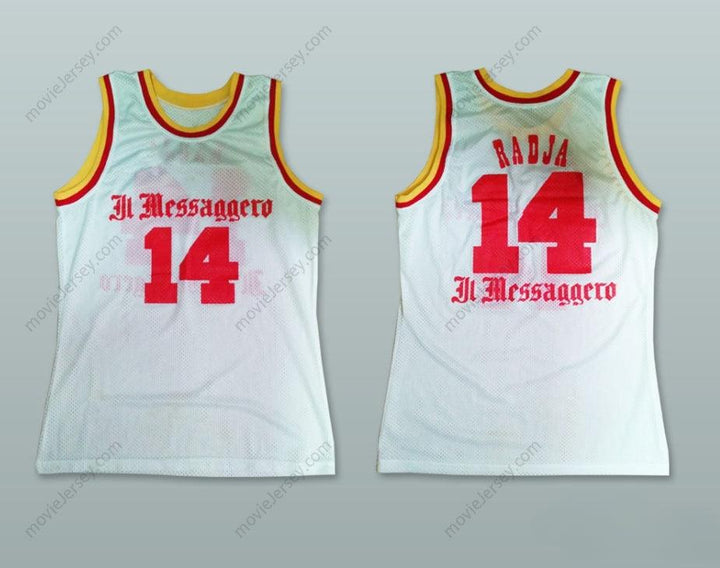 CUSTOM ANY Name Number DINO RADJA 14 MESSAGGERO ROMA WHITE BASKETBALL JERSEY Top Stitched S-6XL