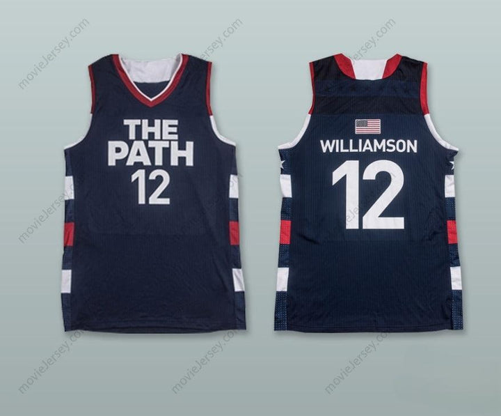 CUSTOM ANY Name Number ZION WILLIAMSON 12 THE PATH USA NAVY BLUE BASKETBALL JERSEY Top Stitched S-6XL