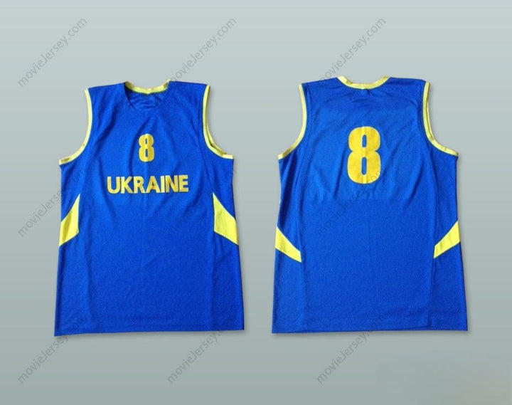 CUSTOM ANY Name Number UKRAINE 8 NATIONAL TEAM BLUE BASKETBALL JERSEY Top Stitched S-6XL