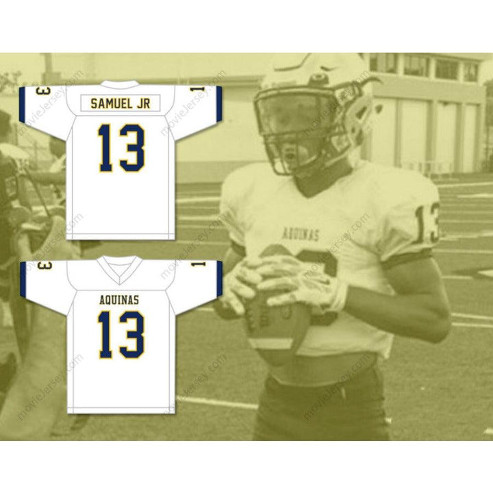 CUSTOM ANY Name Number ASANTE SAMUEL JR. 13   AQUINAS HIGH SCHOOL RAIDERS Top Stitched S-6XL