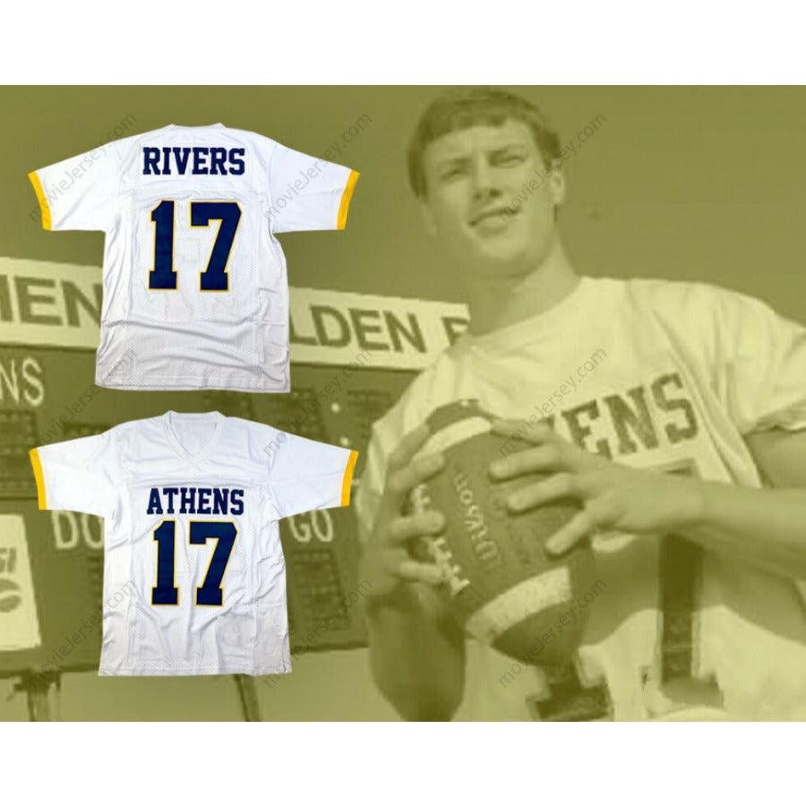 CUSTOM ANY Name Number PHILIP RIVERS 17 ATHENS HIGH SCHOOL GOLDEN  WHITE FOOTBALL JERSEY Top Stitched S-6XL