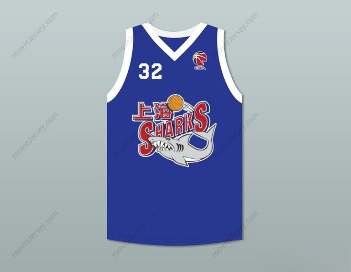 CUSTOM ANY Name Number JIMMER FREDETTE 32 SHANGHAI SHARKS CHINA BASKETBALL JERSEY WITH CBA PATCH Top Stitched S-6XL