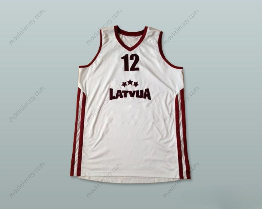 CUSTOM ANY Name Number LATVIJA 12 NATIONAL TEAM WHITE BASKETBALL JERSEY Top Stitched S-6XL