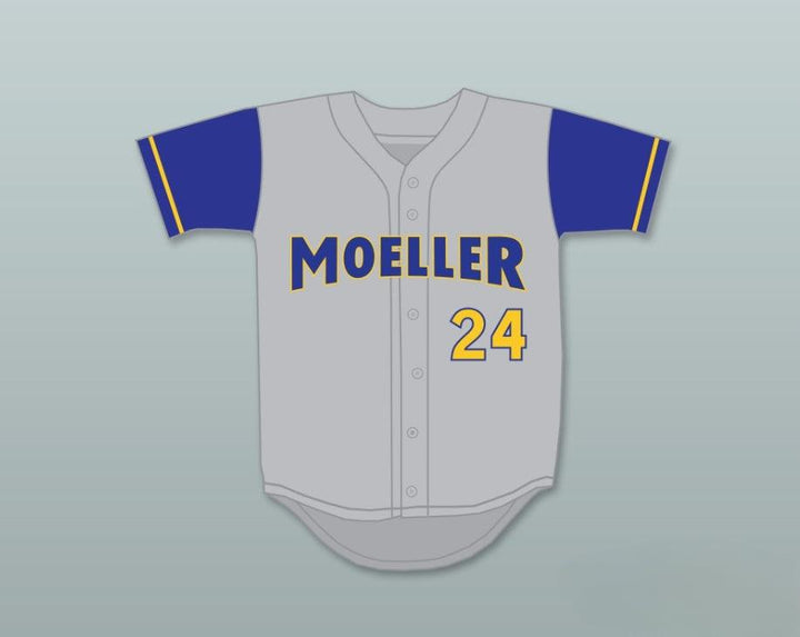 Custom Any Name Number KEN GRIFFEY JR 24 ARCHBISHOP   HIGH SCHOOL CRUSADERS GRAY BASEBALL JERSEY 5 Top Stitched S-6XL