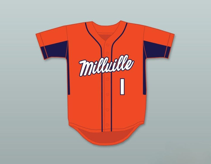 Custom Any Name Number MIKE TROUT 1  SENIOR HIGH SCHOOL THUNDERBOLTS ORANGE BASEBALL JERSEY 4 Top Stitched S-6XL