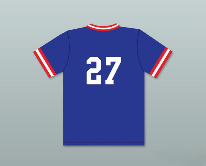 Custom Any Name Number MIKE TROUT 27 STEELMAN PHOTO LITTLE LEAGUE BLUE BASEBALL JERSEY 1 Top Stitched S-6XL
