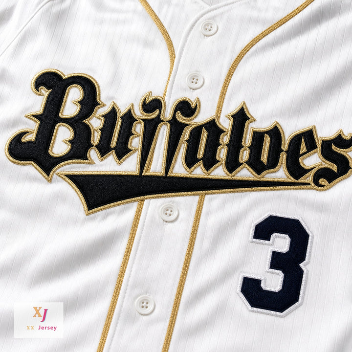 Custom Any Name Number LEE S.Y. 3 ORIX BUFFALOES BASEBALL JERSEY WITH PATCHES Top Stitched S-6XL