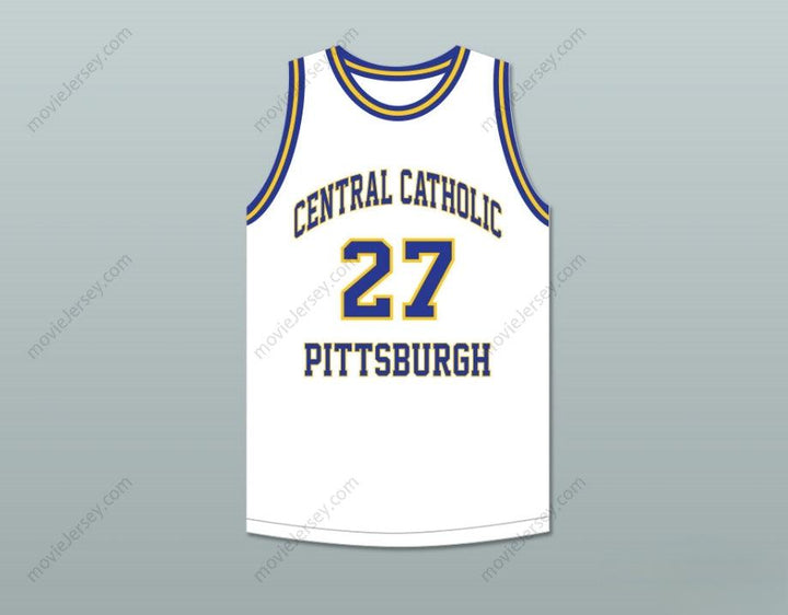 CUSTOM ANY Name Number JACK TWYMAN 27 CENTRAL CATHOLIC HIGH SCHOOL PITTSBURGH VIKINGS WHITE BASKETBALL JERSEY Top Stitched S-6XL