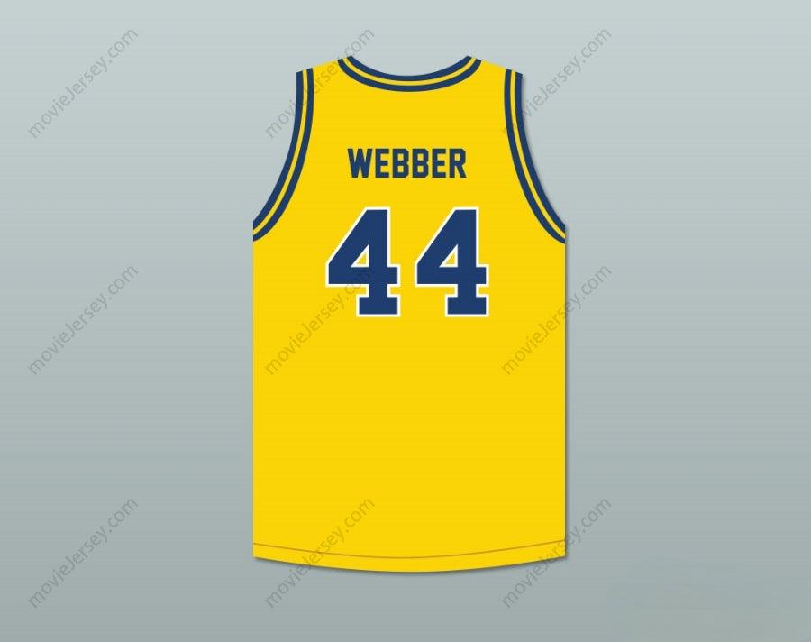 CUSTOM ANY Name Number CHRIS WEBBER 44 DETROIT COUNTRY DAY SCHOOL YELLOWJACKETS YELLOW BASKETBALL JERSEY Top Stitched S-6XL