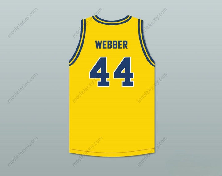 CUSTOM ANY Name Number CHRIS WEBBER 44 DETROIT COUNTRY DAY SCHOOL YELLOWJACKETS YELLOW BASKETBALL JERSEY Top Stitched S-6XL