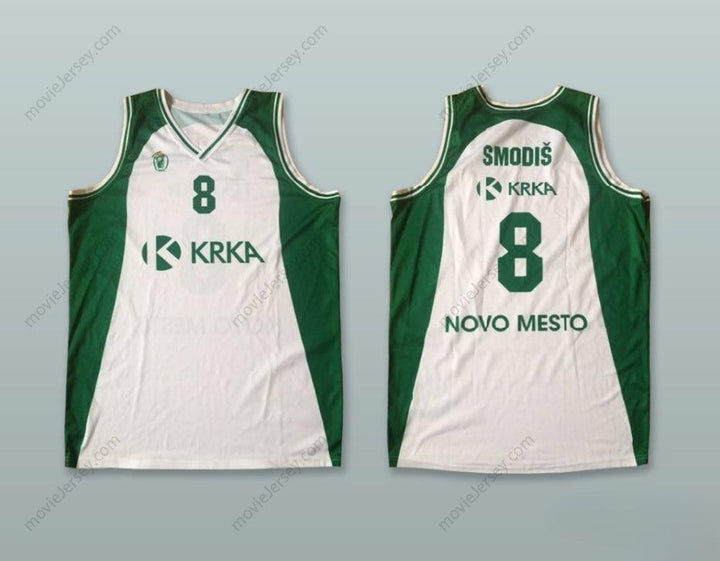 CUSTOM ANY Name Number MATJAZ SMODIS 8 KK KRKA NOVO MESTO SLOVENIA WHITE BASKETBALL JERSEY Top Stitched S-6XL