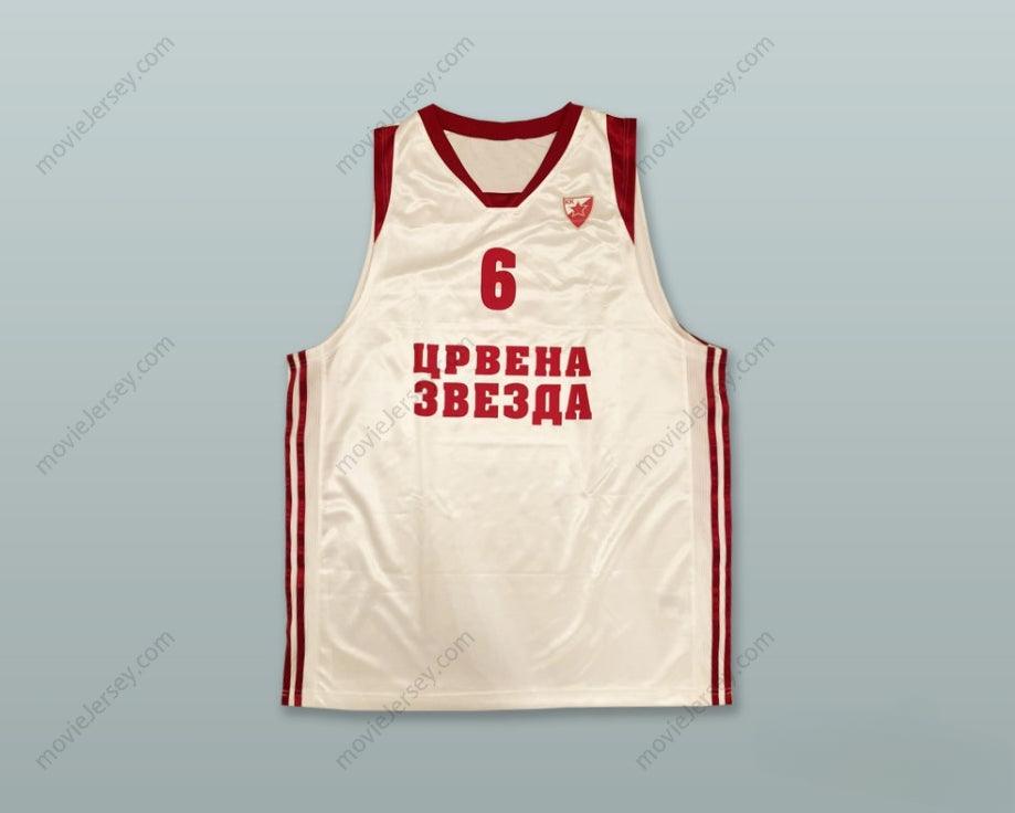 CUSTOM ANY Name Number ADAM MORRISON 6 RED STAR BELGRADE SERBIA WHITE BASKETBALL JERSEY Top Stitched S-6XL