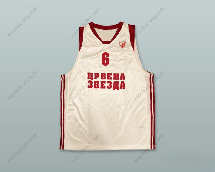 CUSTOM ANY Name Number ADAM MORRISON 6 RED STAR BELGRADE SERBIA WHITE BASKETBALL JERSEY Top Stitched S-6XL