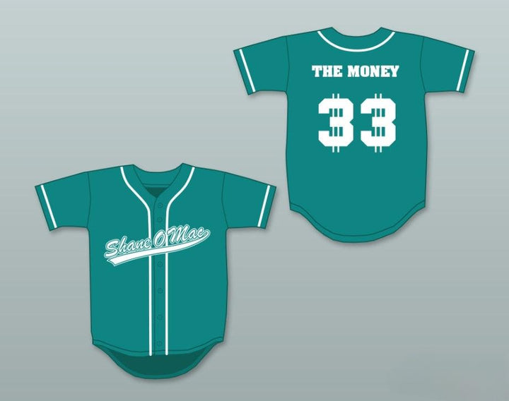 Custom Any Name Number S MCMAHON THE MONEY 33 TEAL BUTTON DOWN BASEBALL JERSEY Top Stitched S-6XL