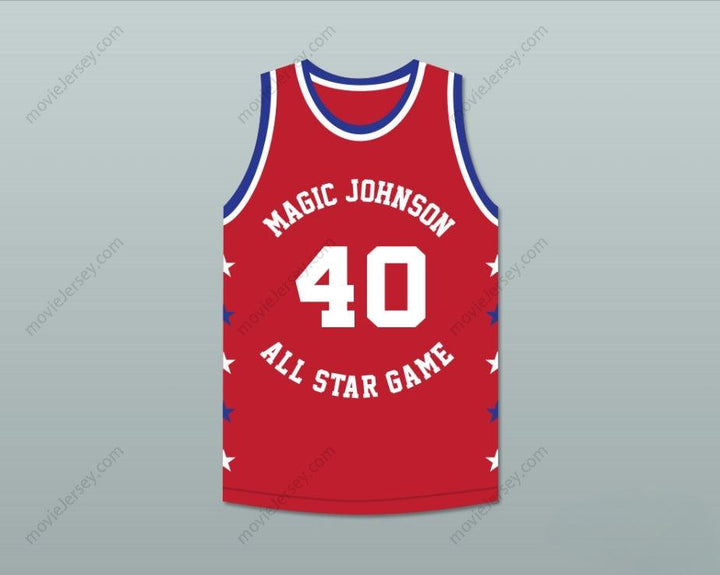 CUSTOM ANY Name Number SHAWN KEMP 40 MAGIC JOHNSON ALL STAR GAME RED BASKETBALL JERSEY 1990 MIDSUMMER NIGHT'S MAGIC CHARITY EVENT Top Stitched S-6XL