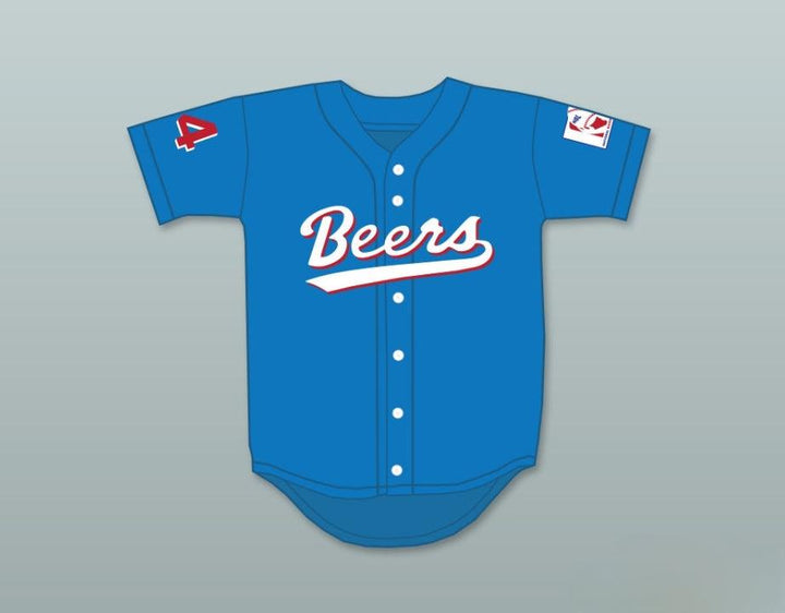 Custom Any Name Number JOE COOPER 44  BEERS BASEKETBALL BLUE BASEBALL JERSEY Top Stitched S-6XL