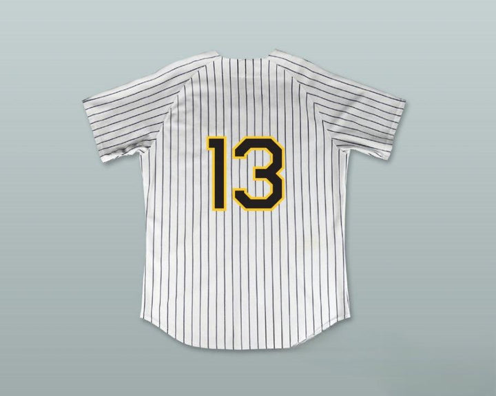 Custom Any Name Number PEDRO CERRANO 13 BUZZ WHITE PINSTRIPED BASEBALL JERSEY MAJOR LEAGUE: BACK TO THE MINORS Top Stitched S-6XL