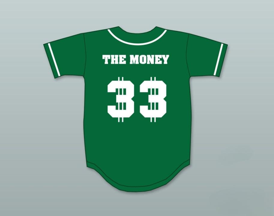 Custom Any Name Number S MCMAHON THE MONEY 33 GREEN BUTTON DOWN BASEBALL JERSEY Top Stitched S-6XL