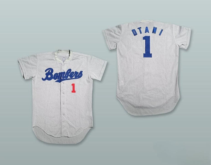 Custom Any Name Number OTANI 1 BOMBERS JAPAN GRAY BASEBALL JERSEY Top Stitched S-6XL