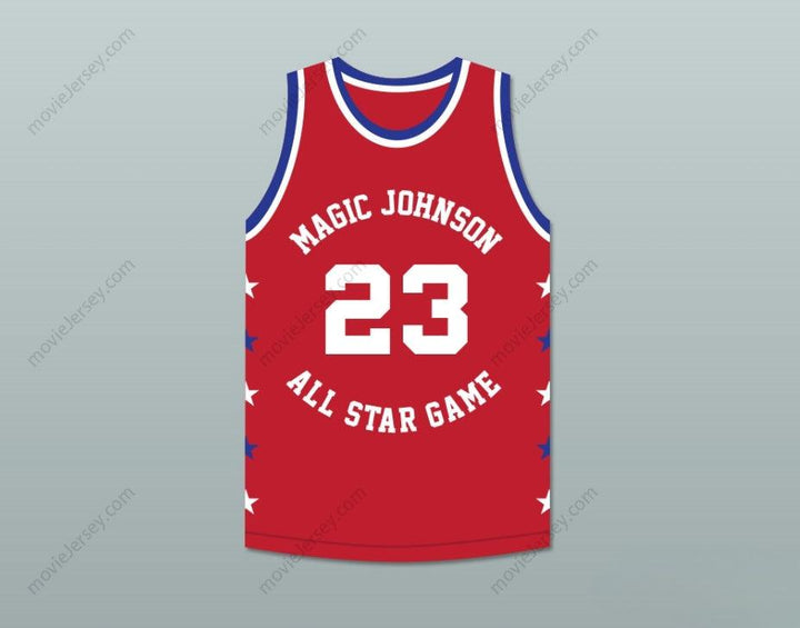 CUSTOM ANY Name Number MICHAEL  23 MAGIC JOHNSON ALL STAR GAME RED BASKETBALL JERSEY 1990 MIDSUMMER NIGHT'S MAGIC CHARITY EVENT Top Stitched S-6XL