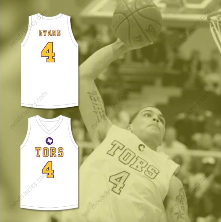CUSTOM ANY Name Number MIKE EVANS 4 BALL HIGH SCHOOL TORS WHITE BASKETBALL JERSEY 2 Top Stitched S-6XL