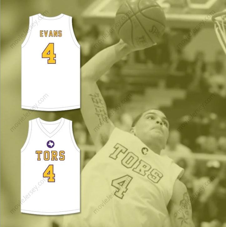 CUSTOM ANY Name Number MIKE EVANS 4 BALL HIGH SCHOOL TORS WHITE BASKETBALL JERSEY 2 Top Stitched S-6XL