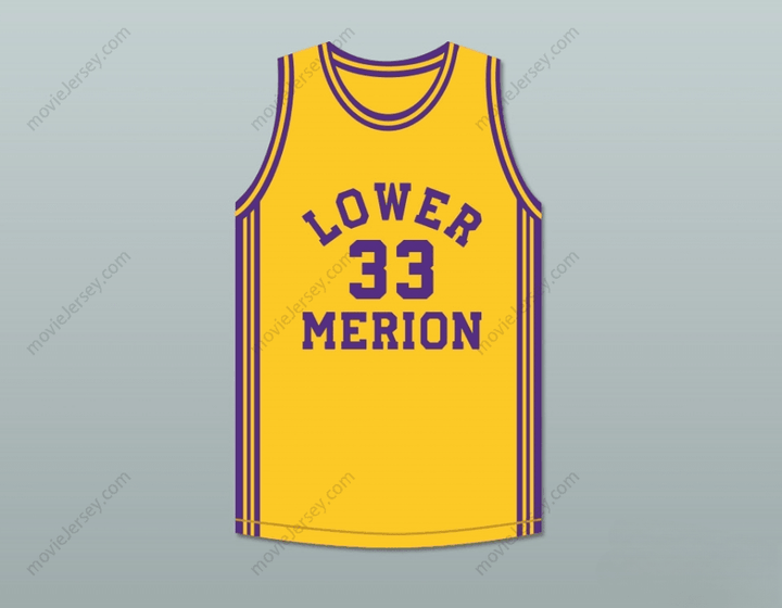 CUSTOM ANY Name Number  BRYANT 33 LOWER MERION HIGH SCHOOL ACES YELLOW BASKETBALL JERSEY 2 Top Stitched S-6XL