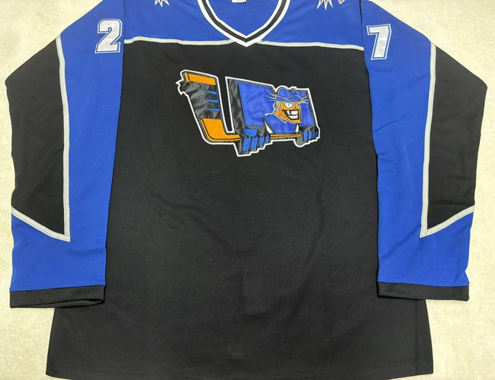 Custom Any Name Number ERIC CASTONGUAY 27 LEWISTON MAINEIACS BLACK HOCKEY JERSEY Stitched Top Stitched S-6XL