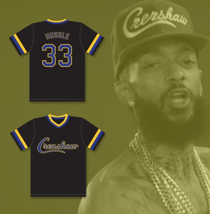 Custom Any Name Number NIPSEY HUSSLE 33 CRENSHAW HIGH SCHOOL BLACK BASEBALL JERSEY Top Stitched S-6XL