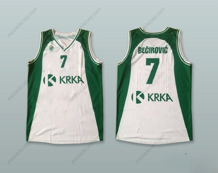 CUSTOM ANY Name Number ADAM SANI BECIROVIC 7 KK KRKA NOVO MESTO SLOVENIA WHITE BASKETBALL JERSEY Top Stitched S-6XL