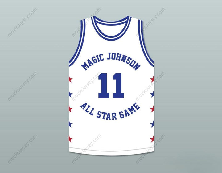 CUSTOM ANY Name Number ISIAH THOMAS 11 MAGIC JOHNSON ALL STAR GAME WHITE BASKETBALL JERSEY 1986 MIDSUMMER NIGHT'S MAGIC CHARITY EVENT Top Stitched S-6XL