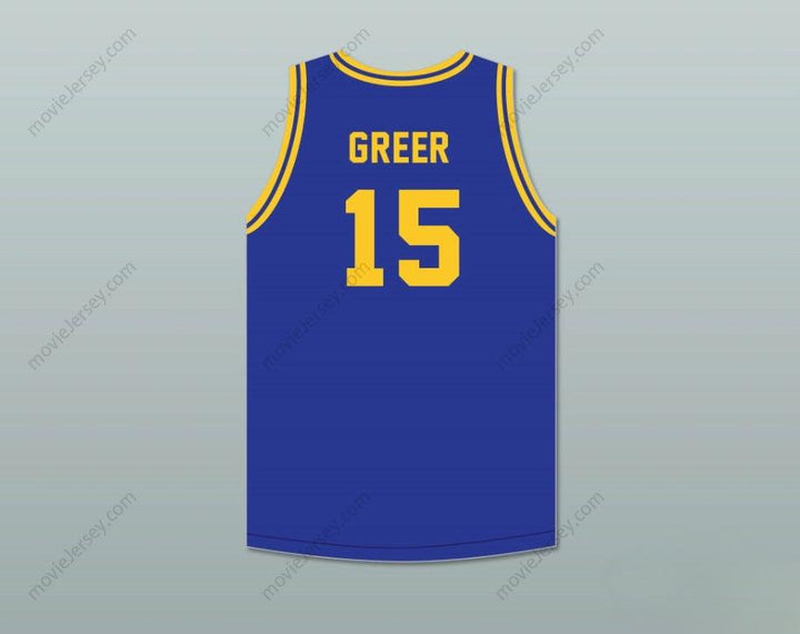 CUSTOM ANY Name Number HAL GREER 15 FREDERICK DOUGLASS JUNIOR AND SENIOR HIGH SCHOOL TIGERS BLUE BASKETBALL JERSEY 2 Top Stitched S-6XL