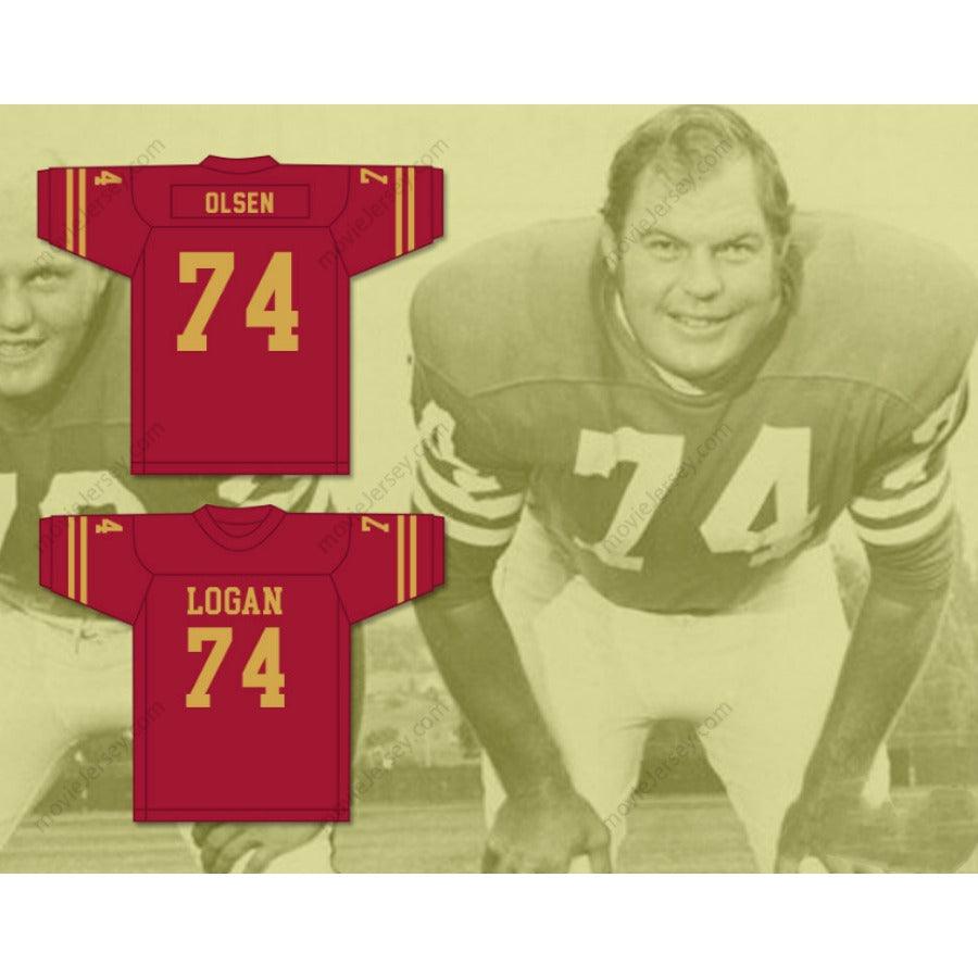 CUSTOM ANY Name Number MERLIN OLSEN 74 LOGAN HIGH SCHOOL GRIZZLIES Football Jersey Top Stitched S-6XL