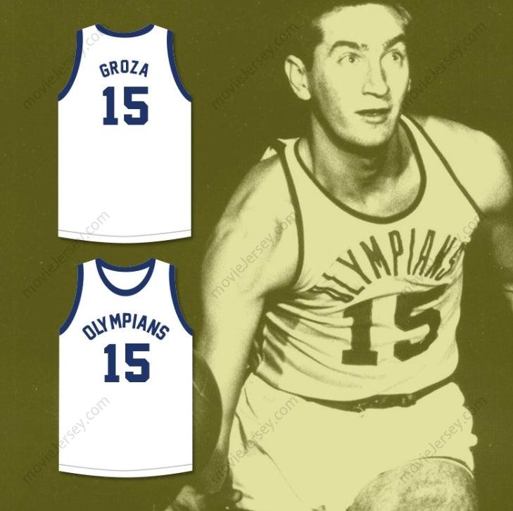 CUSTOM ANY Name Number ALEX GROZA 15  OLYMPIANS RETRO WHITE BASKETBALL JERSEY Top Stitched S-6XL