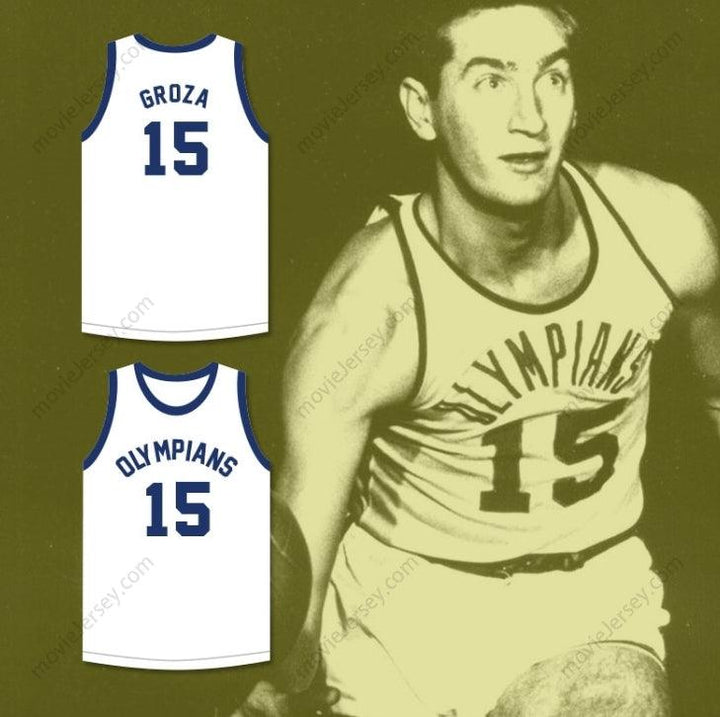 CUSTOM ANY Name Number ALEX GROZA 15  OLYMPIANS RETRO WHITE BASKETBALL JERSEY Top Stitched S-6XL