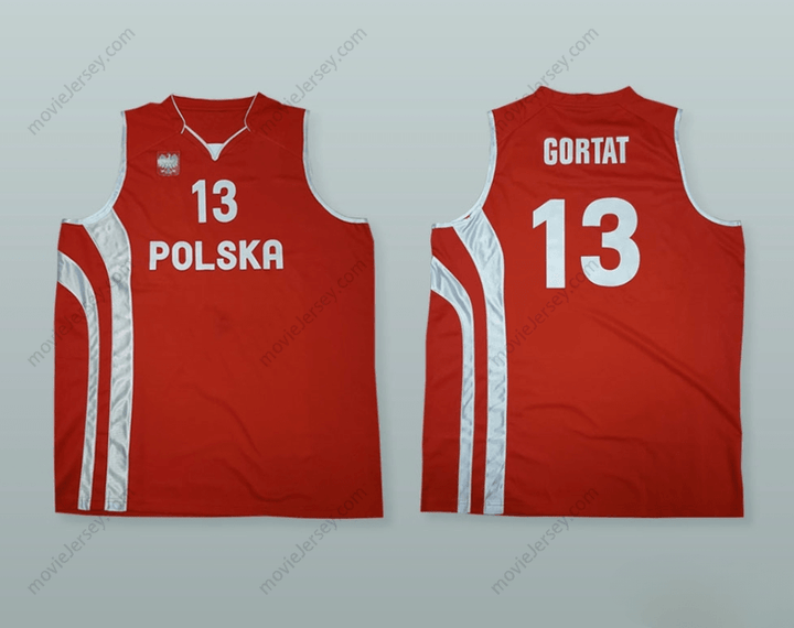 CUSTOM ANY Name Number MARCIN GORTAT 13 POLAND BASKETBALL JERSEY WITH PATCH Top Stitched S-6XL