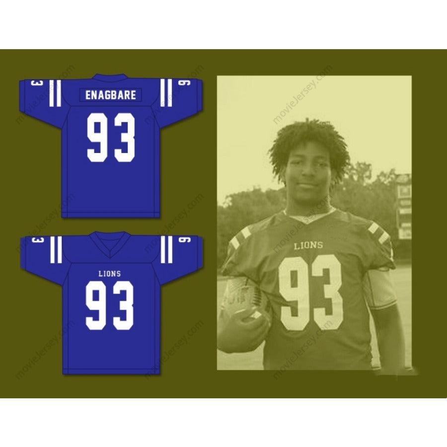 CUSTOM ANY Name Number KINGSLEY ENAGBARE 93 PEACHTREE RIDGE HIGH SCHOOL LIONS BLUE Football Jersey Top Stitched S-6XL