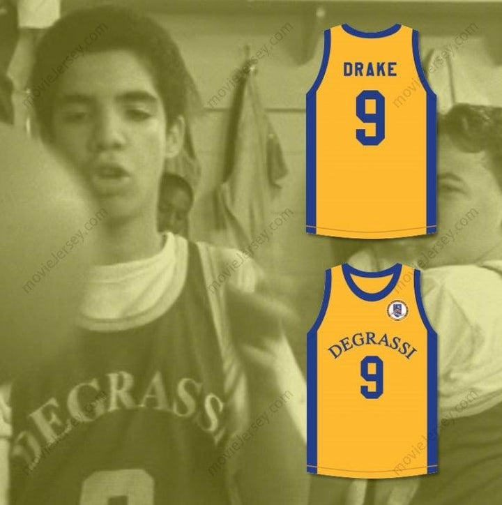 CUSTOM ANY Name Number DRAKE 9 DEGRASSI COMMUNITY SCHOOL PANTHERS AWAY BASKETBALL JERSEY WITH PATCH Top Stitched S-6XL