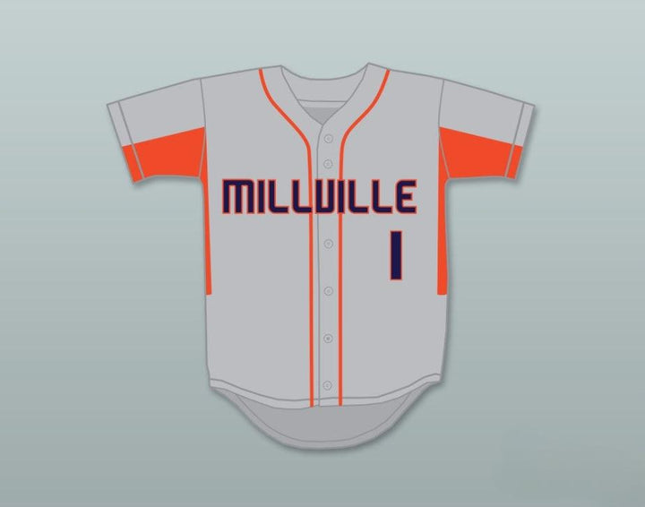 Custom Any Name Number MIKE TROUT 1  SENIOR HIGH SCHOOL THUNDERBOLTS GRAY BASEBALL JERSEY 4 Top Stitched S-6XL