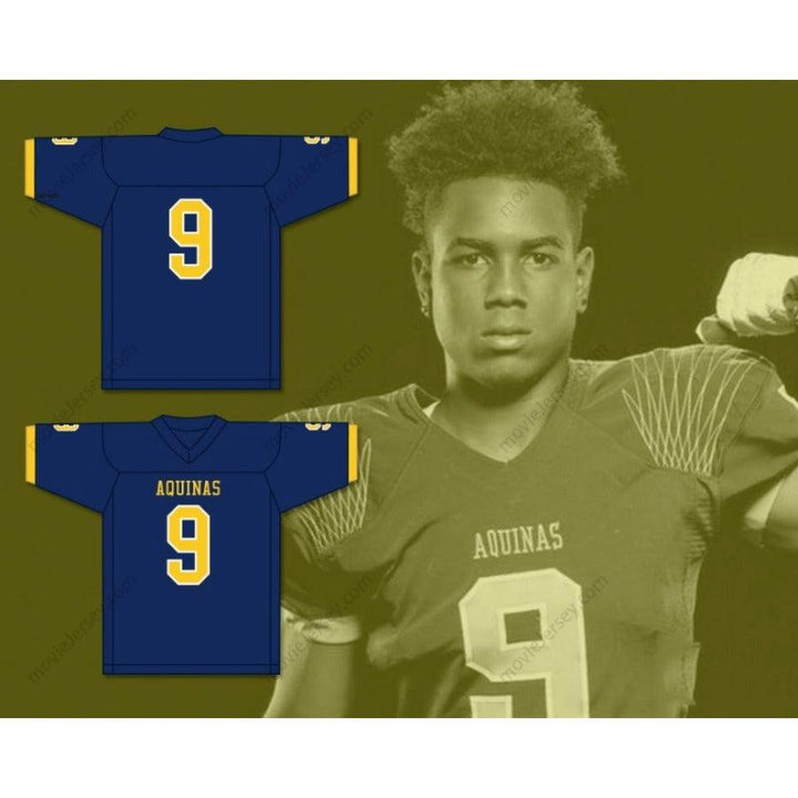 CUSTOM ANY Name Number ELIJAH MOORE 9   AQUINAS HIGH SCHOOL RAIDERS Football Jersey Top Stitched S-6XL