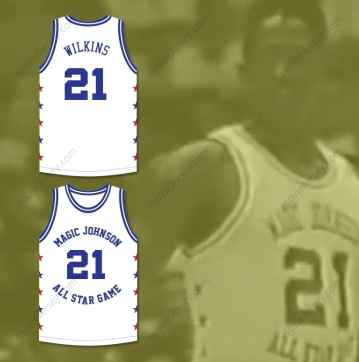CUSTOM ANY Name Number DOMINIQUE WILKINS 21 MAGIC JOHNSON ALL STAR GAME WHITE BASKETBALL JERSEY 1990 MIDSUMMER NIGHT'S MAGIC CHARITY EVENT Top Stitched S-6XL