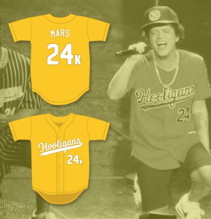 Custom Any Name Number MARS 24K HOOLIGANS YELLOW BASEBALL JERSEY Top Stitched S-6XL