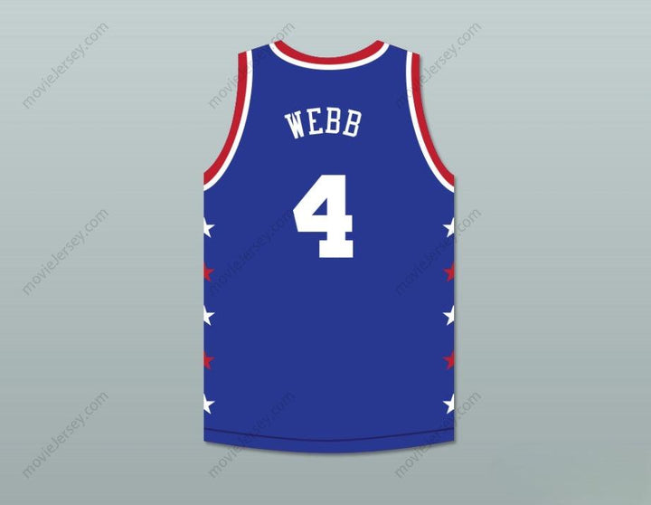 CUSTOM ANY Name Number SPUD WEBB 4 MAGIC JOHNSON ALL STAR GAME BLUE BASKETBALL JERSEY 1988 MIDSUMMER NIGHT'S MAGIC CHARITY EVENT Top Stitched S-6XL
