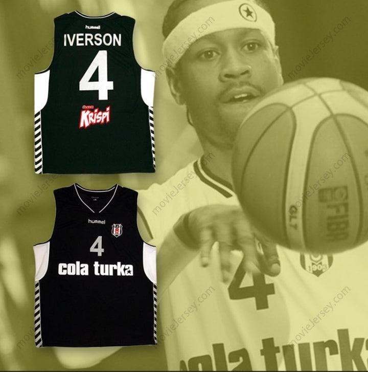 CUSTOM ANY Name Number ALLEN IVERSON 4 COLA TURKA BASKETBALL JERSEY STITCH SEWN Top Stitched S-6XL