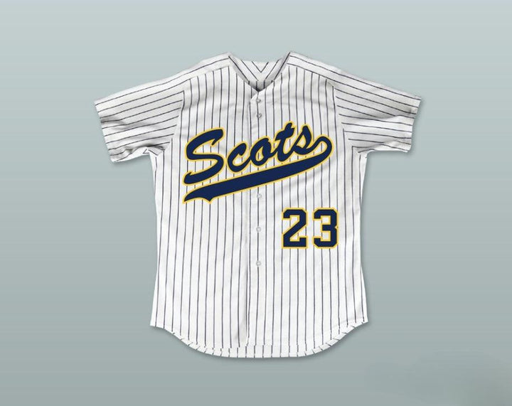 Custom Any Name Number CLAYTON KERSHAW 23 HIGHLAND PARK HIGH SCHOOL SCOTS WHITE PINSTRIPED BASEBALL JERSEY 2 Top Stitched S-6XL