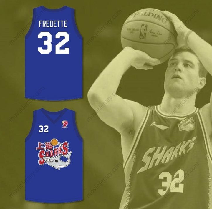 CUSTOM ANY Name Number JIMMER FREDETTE 32 SHANGHAI SHARKS BLUE BASKETBALL JERSEY WITH CBA PATCH Top Stitched S-6XL