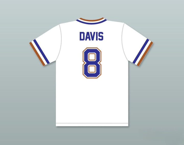 Custom Any Name Number CRASH DAVIS 8  WHITE BASEBALL JERSEY 2 Top Stitched S-6XL